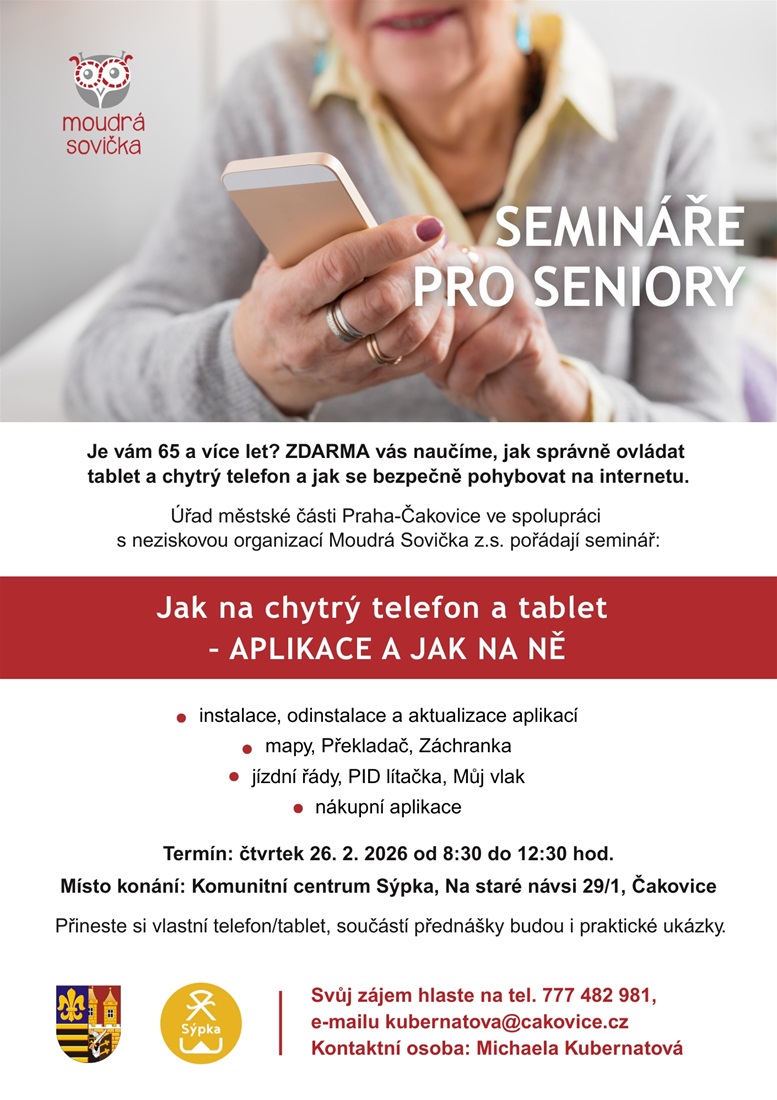 Semináře pro seniory zdarma - Aplikace a jak na ně